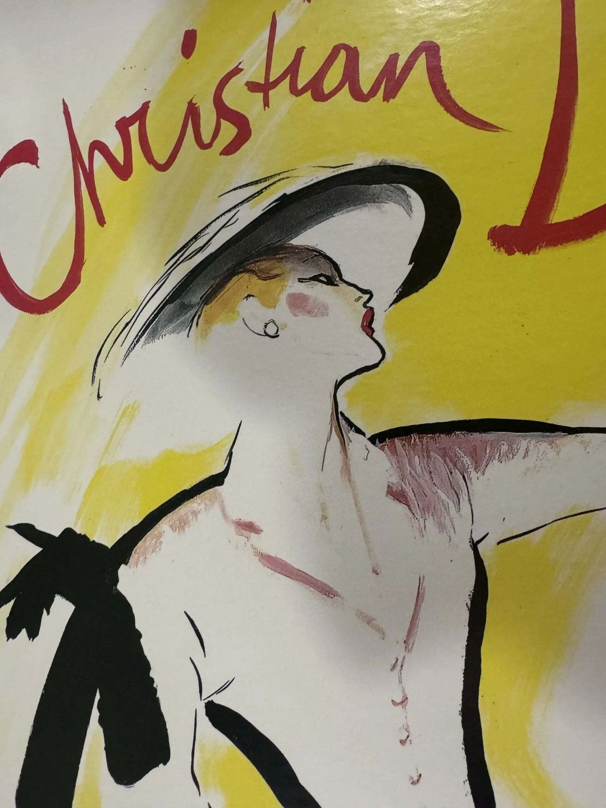 Original 1987 René Gruau Hommage à Christian Dior Exhibition Poster On Linen photo furniture