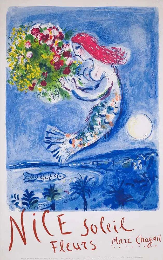 Affiche lithographique sur pierre Marc Chagall Baie des Anges, 1962