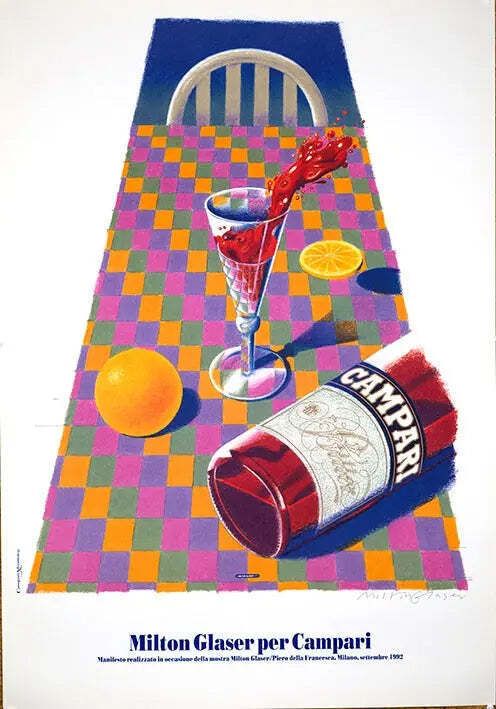 Milton Glaser Gesigneerde Campari Lithografie Kunstposter 1992