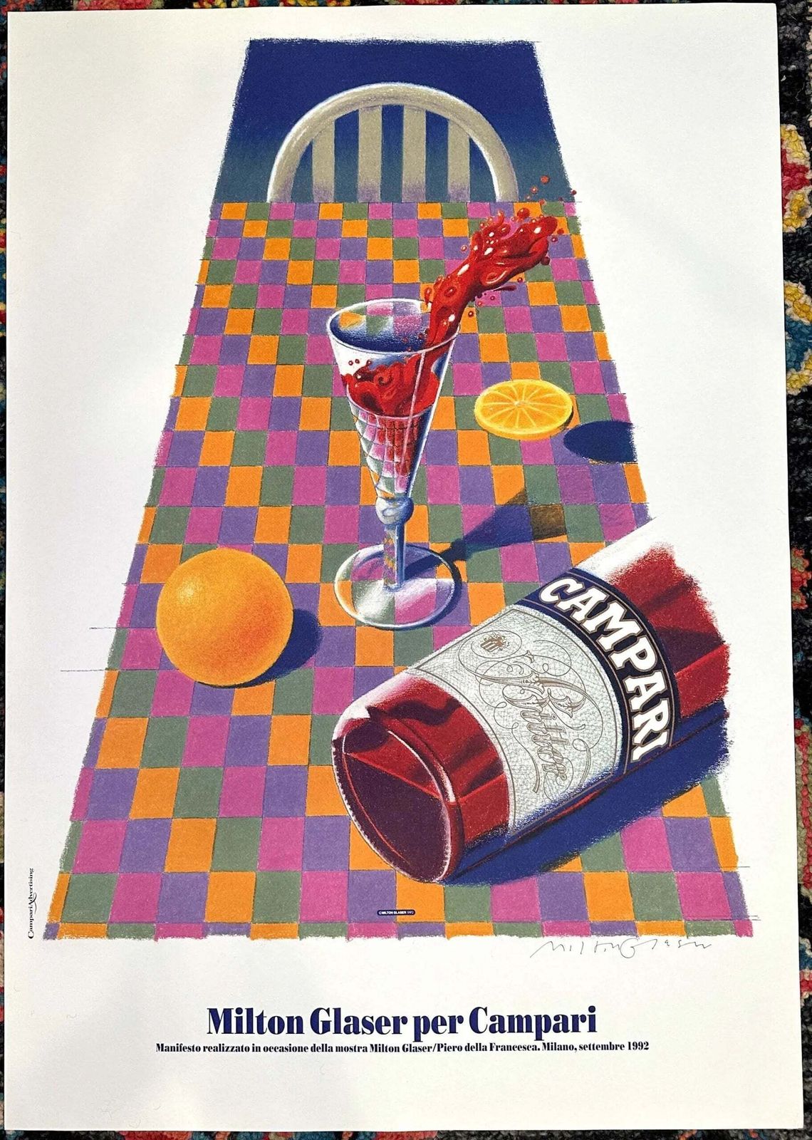 Milton Glaser Gesigneerde Campari Lithografie Kunstposter 1992 photo buy
