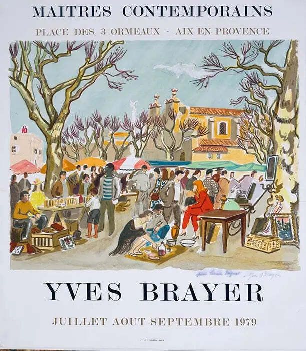 Yves Brayer 1979 Aix-en-Provence Tentoonstelling Lithografie Poster op Linnen