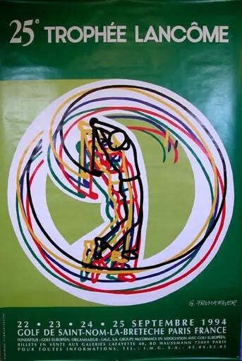 Original 1994 Vintage Lancome Cup Golf Tournament Poster By Fromanger