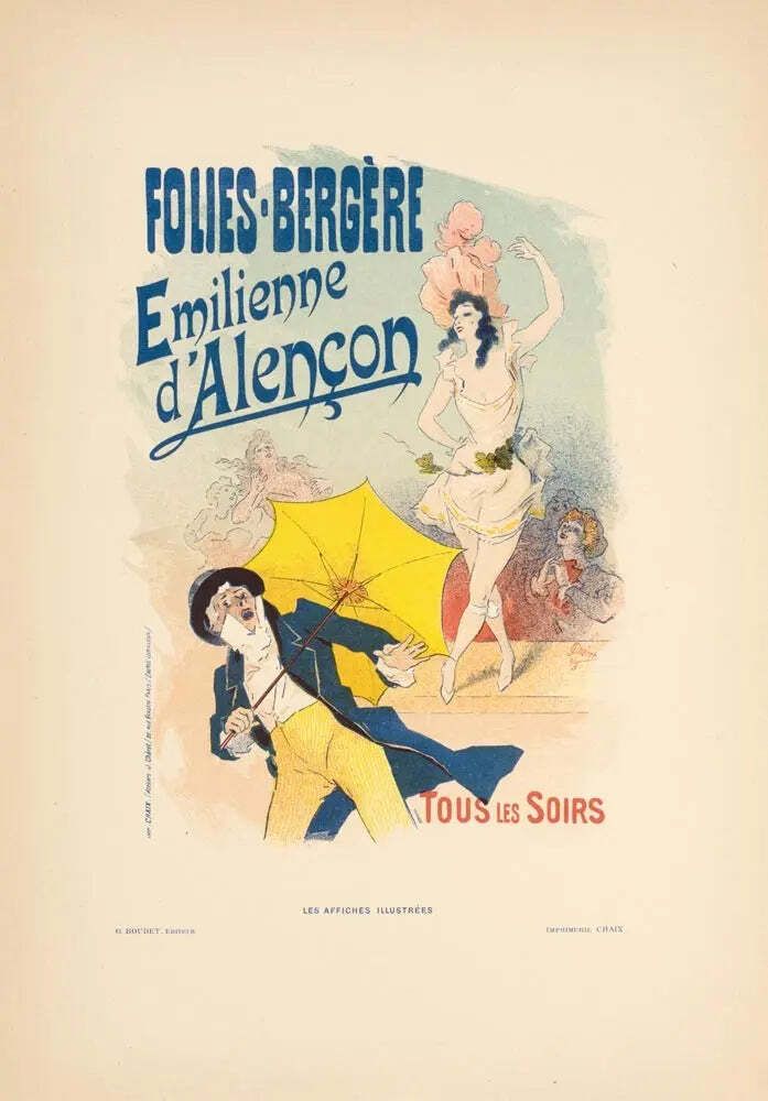 Folies Bergère Alencon 1894 Art Nouveau steenlithografie poster