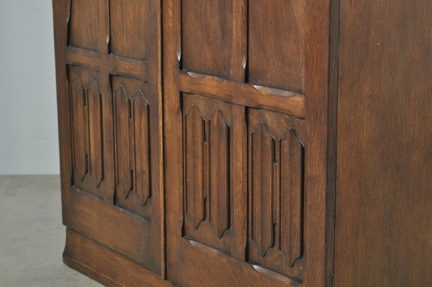 Unique Wooden 1930s Wardrobe, Art Nouveau Style. photo vinterior