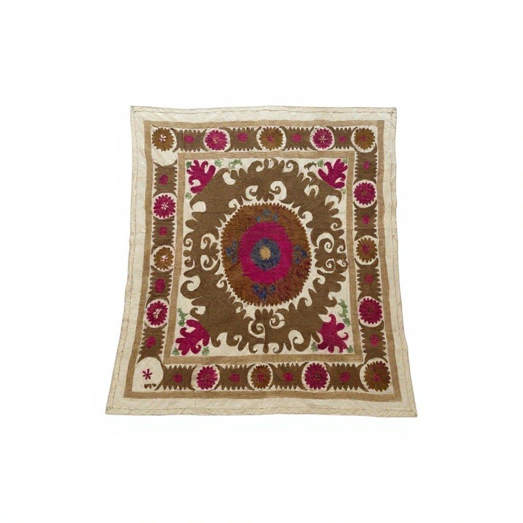 Suzani Tapestry Rode Tashkent Borduurwerk 121 x 133 cm