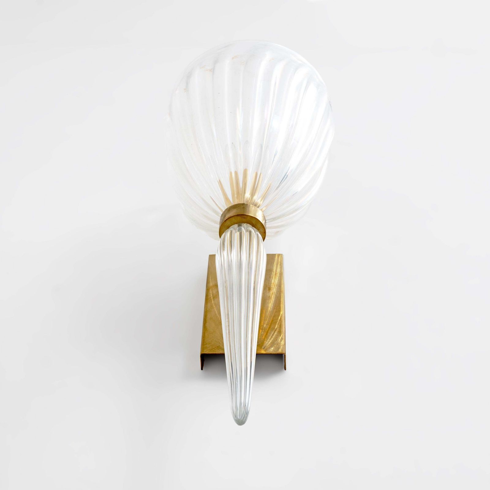 Pair Of Italian Murano Iridescent Glass And Brass Wall Sconces photo buy