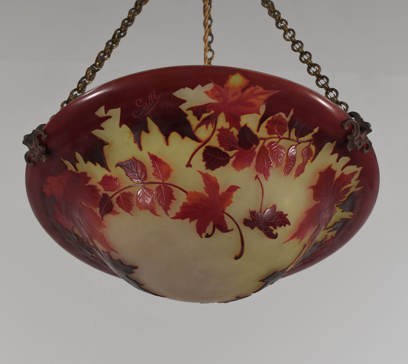 Verlichting Franse art deco cameo hanglamp van Gallé, jaren 1920, Frankrijk photo