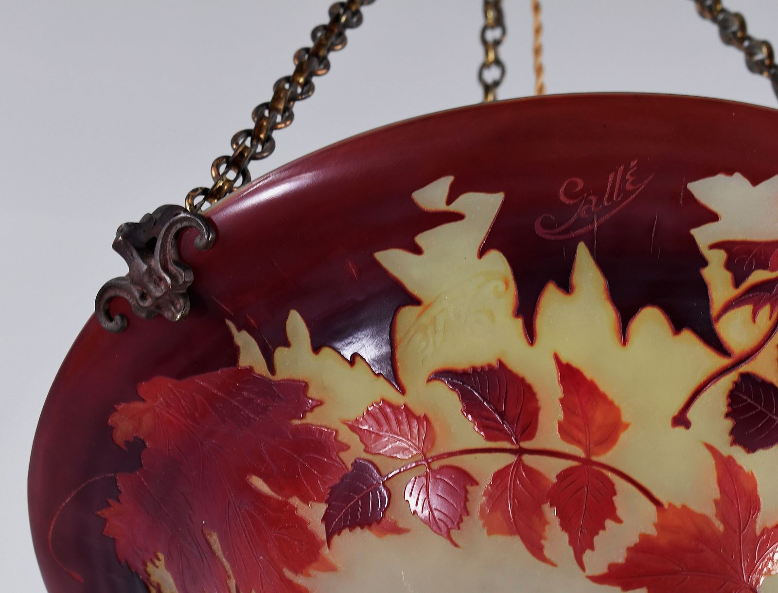6500.0 Franse art deco cameo hanglamp van Gallé, jaren 1920, Frankrijk photo