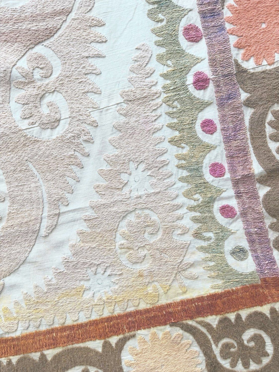 Suzani Tribal Textile   Decorative Vintage Embroidery, 126 X 150 Cm photo vintage