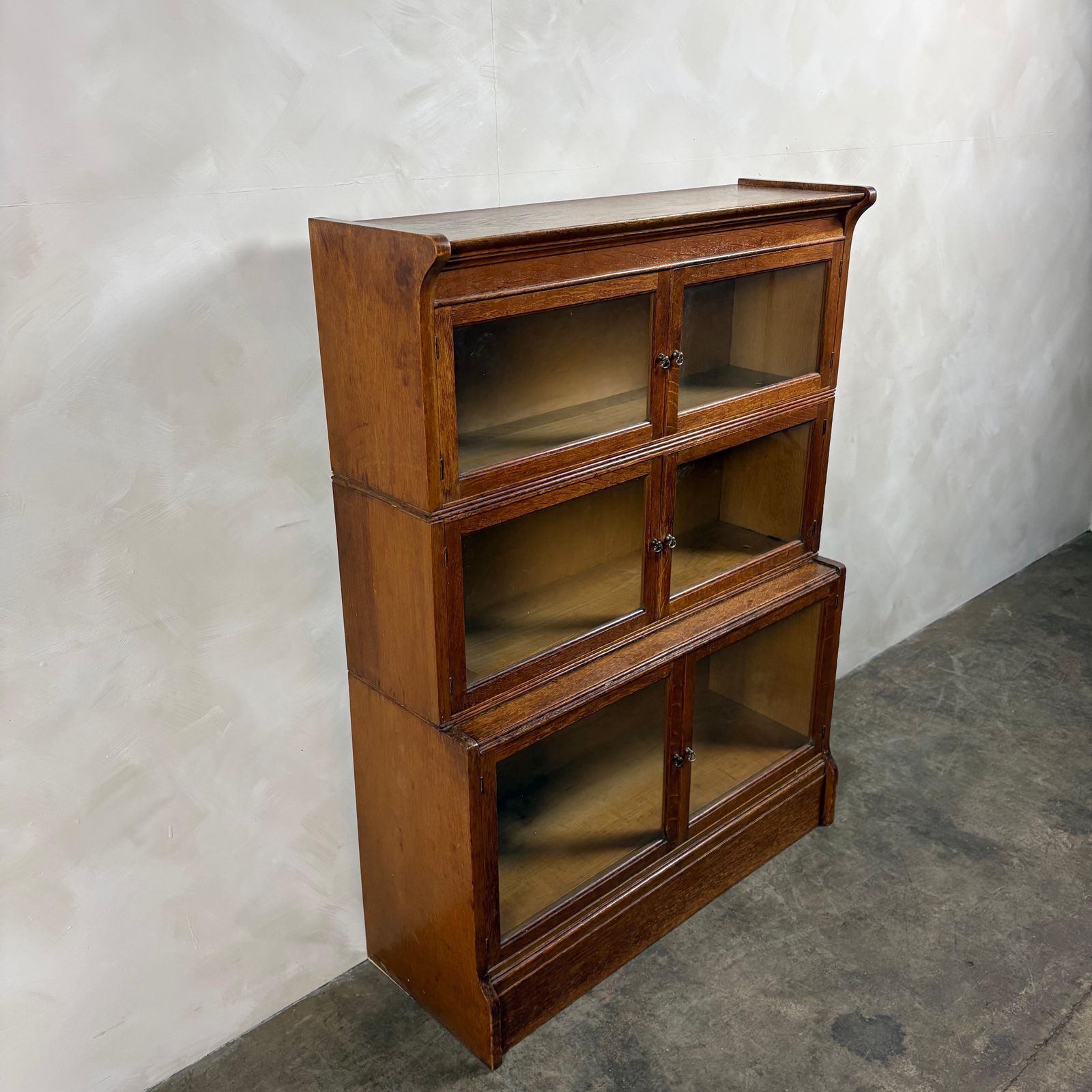 English Oak Glass Sectional Barrister Fronted Tall Cabinet/Bookcase Globe Wernicke Style Mid Century Retro Mcm photo Furniture