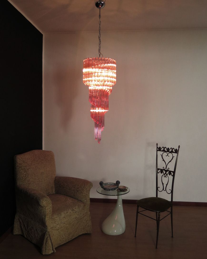Murano Chandelier 86 Pink Quadriedri Prism photo 2090.0