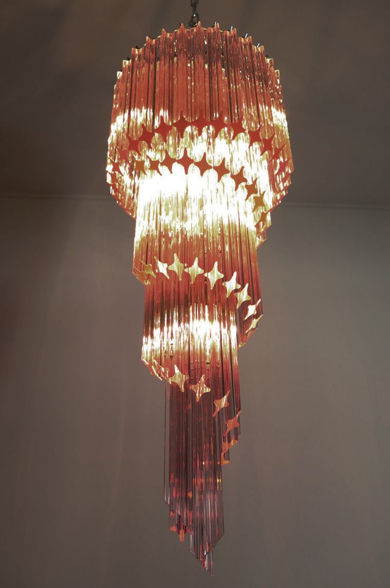Murano Chandelier 86 Pink Quadriedri Prism photo vinterior