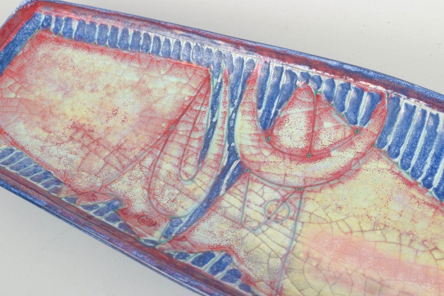 Marianne Starck voor Michael Andersen. Grote Stoneware Schaal Met Grafisch Motief. photo for sale