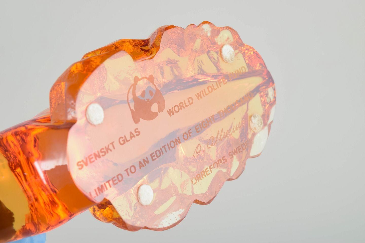 Paul Hoff For Kosta Boda / Wwf. Amber Art Glass Seal Figurine, 1970s. photo Art