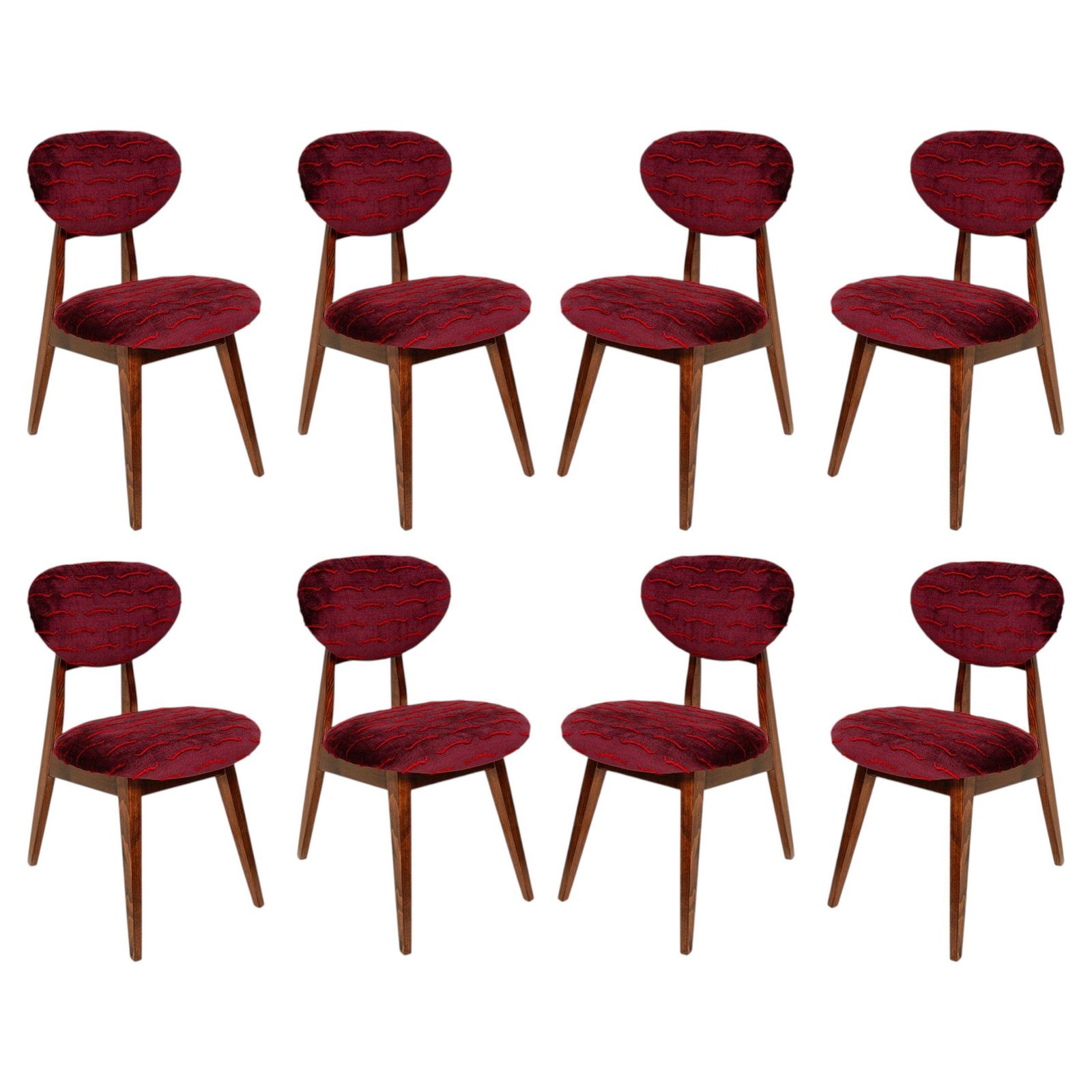 Eight Mid Century Mushroom Chairs, Nouvelles Velvet, Dedar, J. Kedziorek, 1960s
