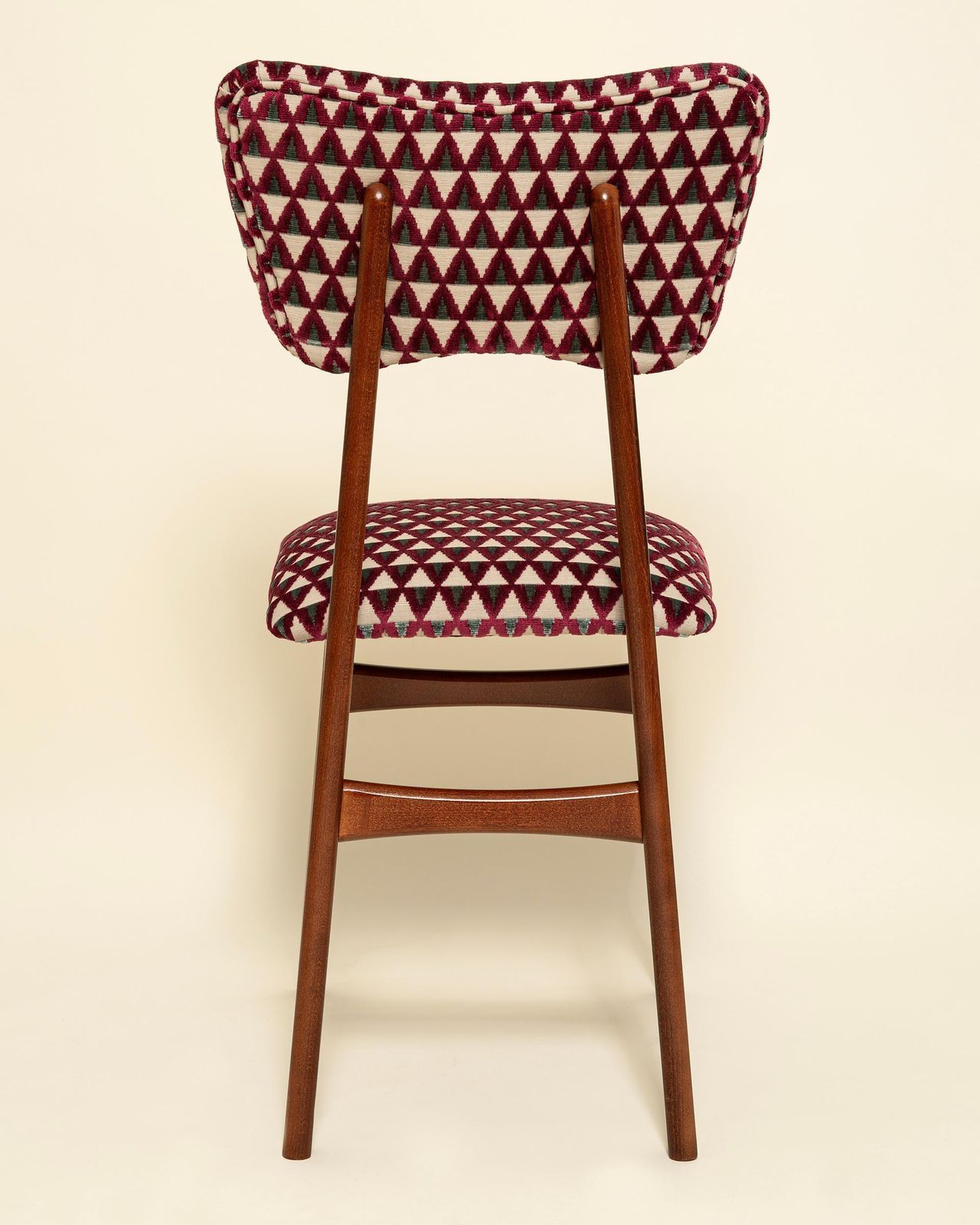 Set van zes Butterfly-stoelen, bordeauxrood fluweel Amuleto, Dedar, walnouthout, 1960 photo vinterior