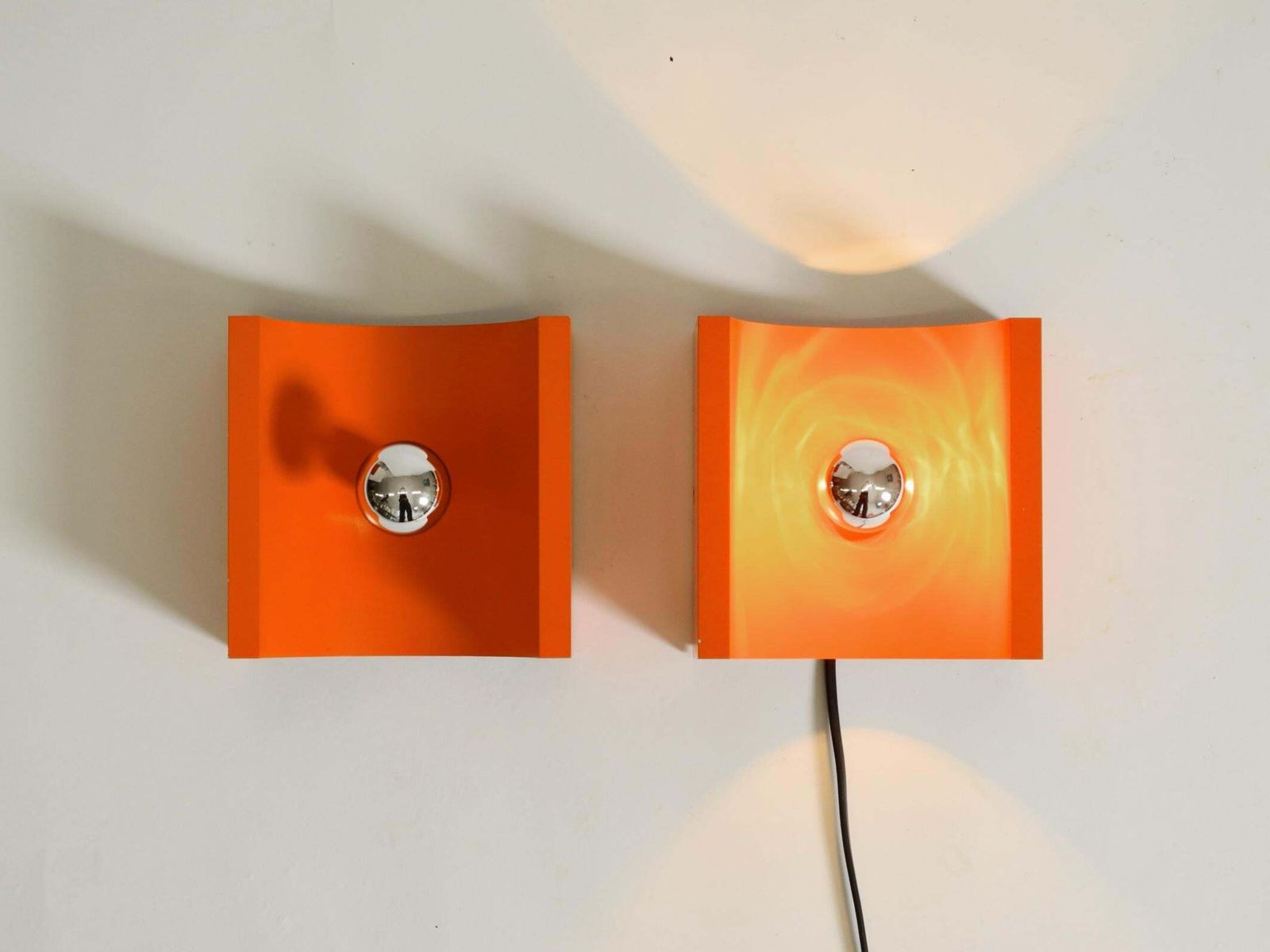 A Pair Of 1960s Space Age Metal Wall Lamps By Klaus Hempel For Kaiser Leuchten photo buy