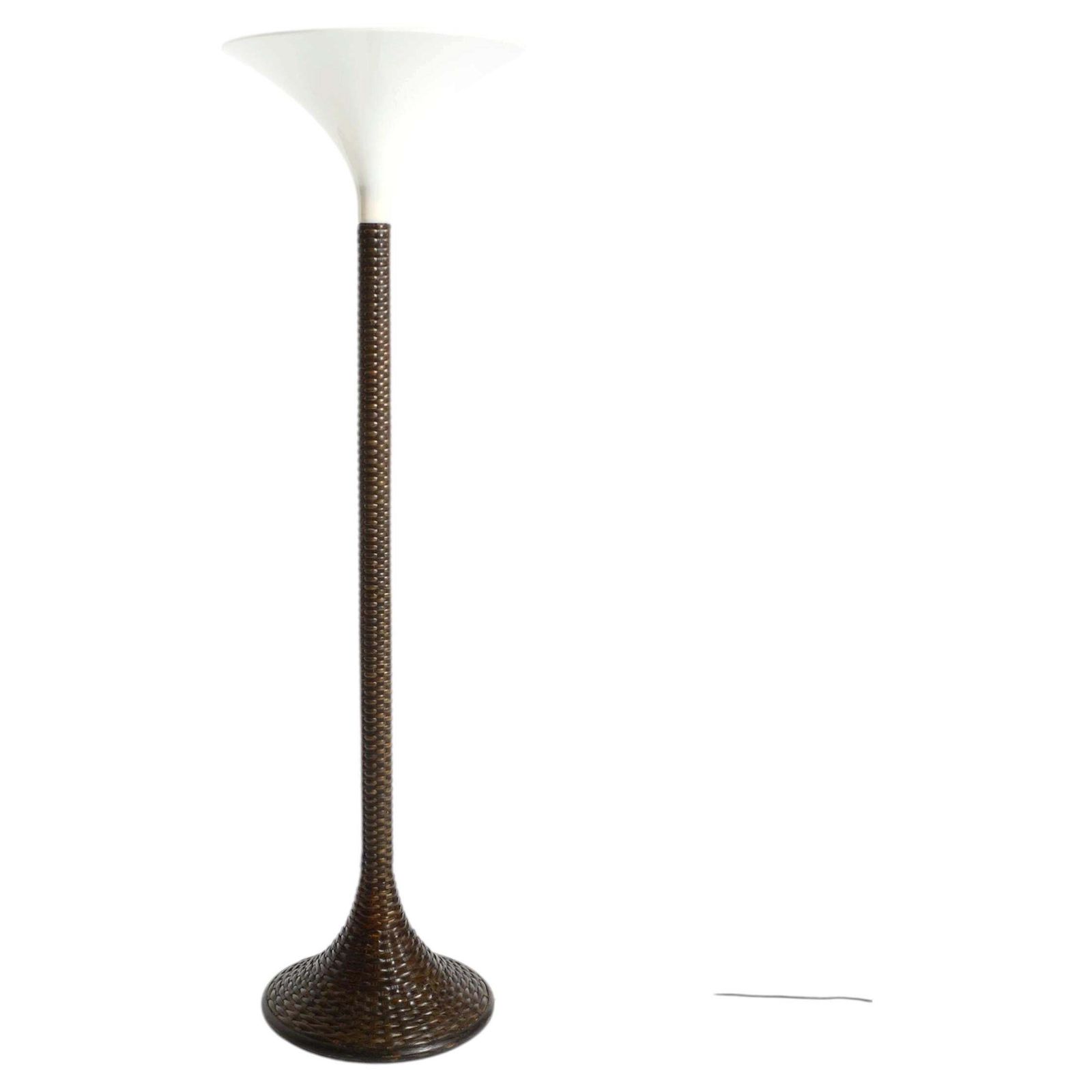 Xxl 70s Pop Art Floor Lamp With A Dark Brown Wicker Frame And A Plexiglass Shade