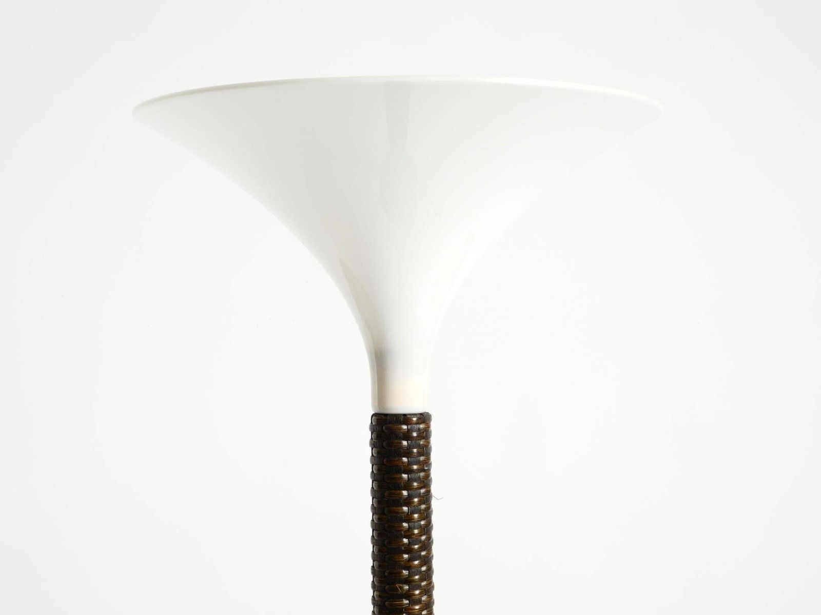 Xxl 70s Pop Art Floor Lamp With A Dark Brown Wicker Frame And A Plexiglass Shade photo vintage