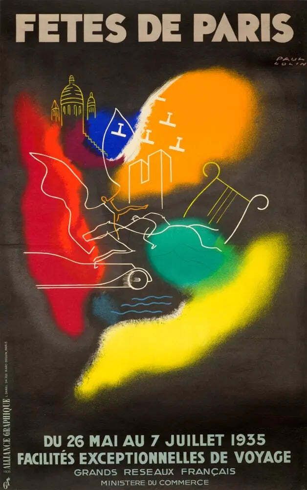 Original Paul Colin Fetes De Paris 1935 Art Deco Poster