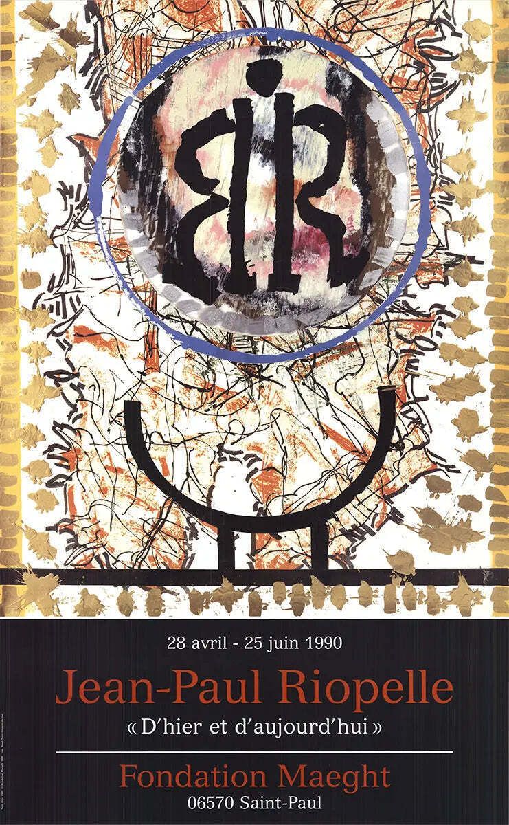 Affiche d'exposition Jean Paul Riopelle Yesterday And Today, Galerie Maeght, 1990