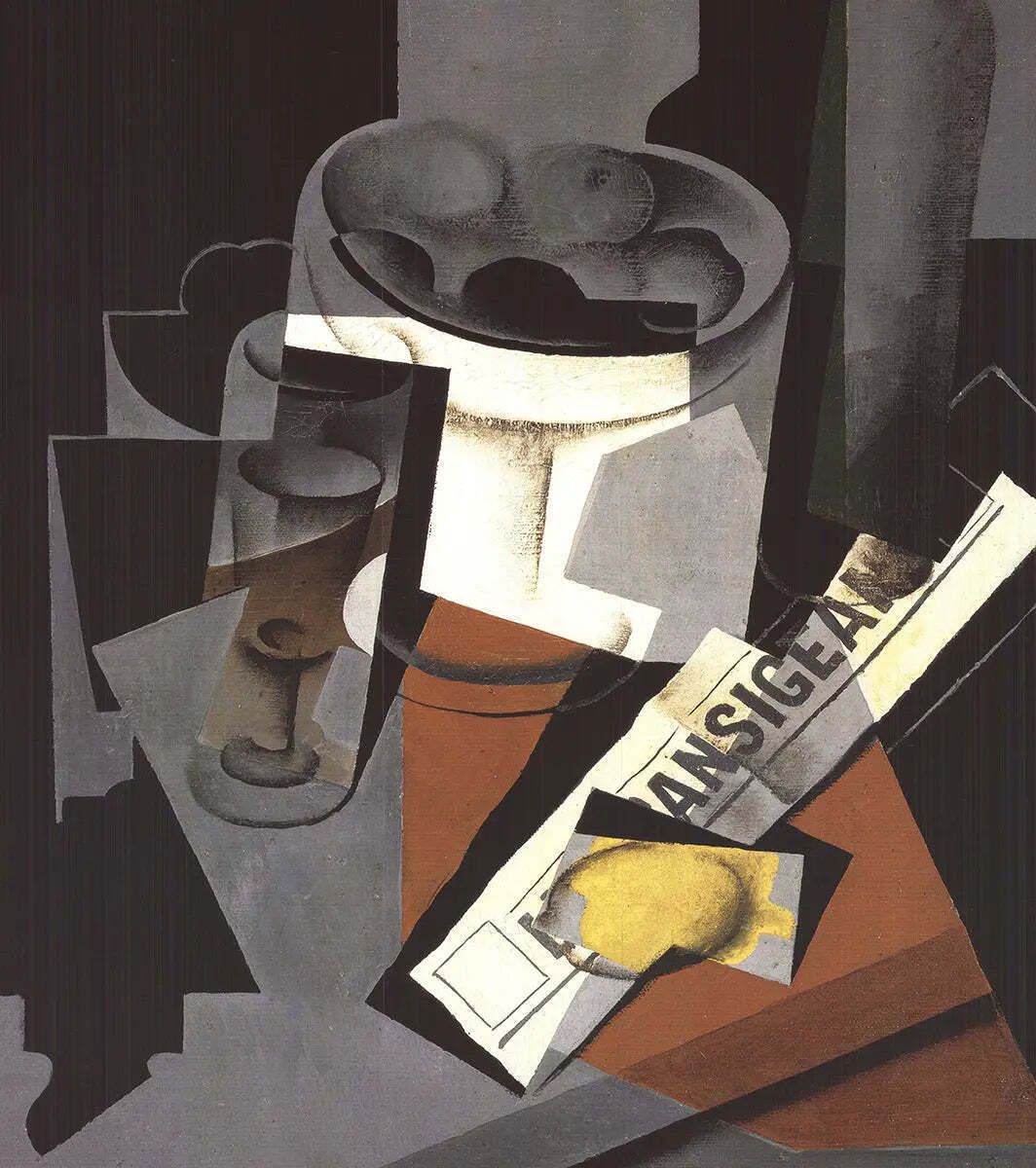 Juan Gris Still Life With Newspaper 1993 Cubist Offset Lithograph Art Poster photo for sale