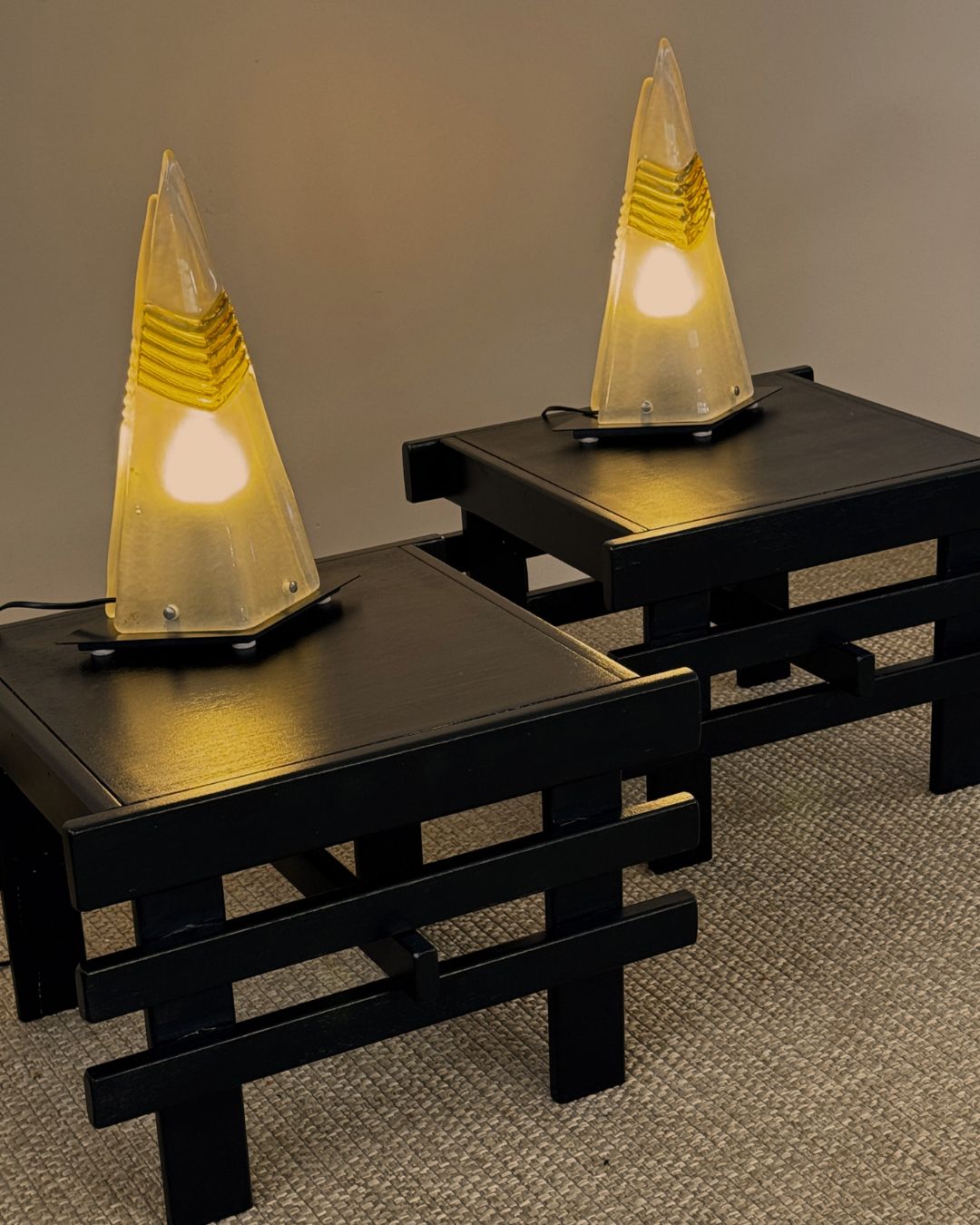 Pair Japanese Style Handmade Side Tables photo for sale