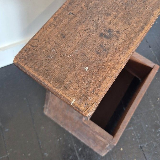 Vintage Japanese Street Vendor's Wooden Stool: Modernist Brutalist Japandi Style photo for sale