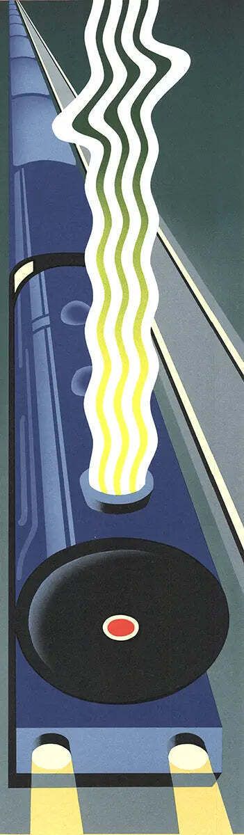 Michael Doret Le Train Bleu Art Deco Verticale Lithografie Poster 1982 photo for sale