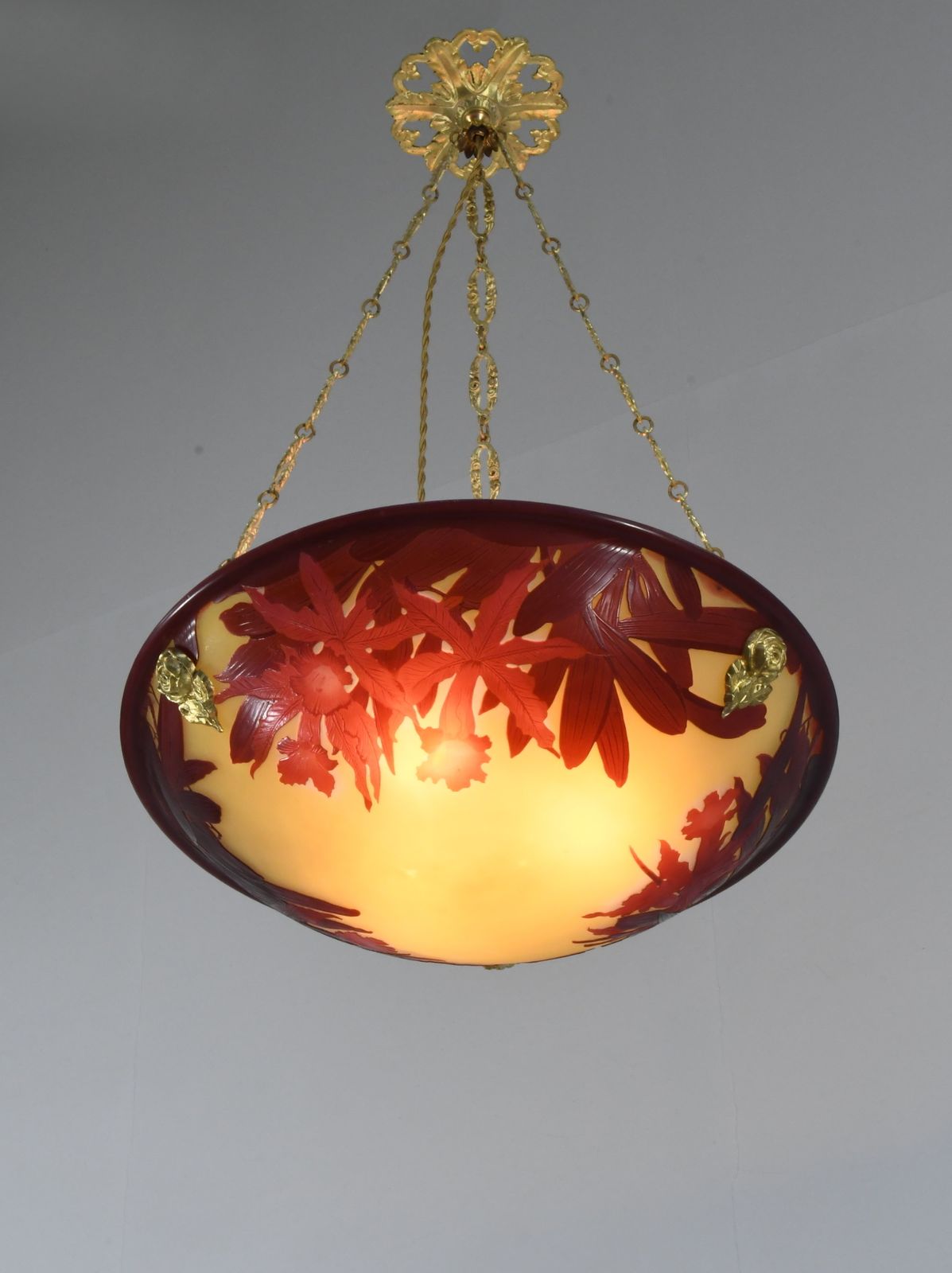 French Art Deco Cameo Pendant Light By Gallé 1920s France photo vintage