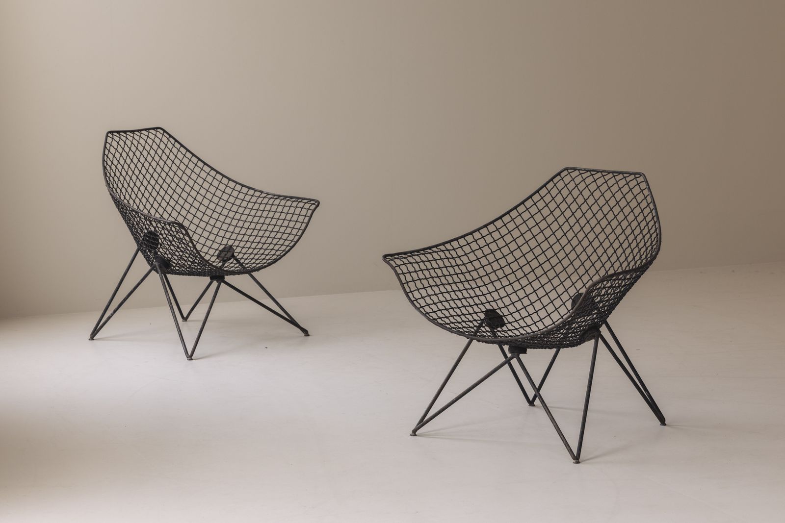 photo vinterior Uitzonderlijk zeldzaam paar DU 43 lounge chairs van Gastone Rinaldi voor RIMA, jaren 1950