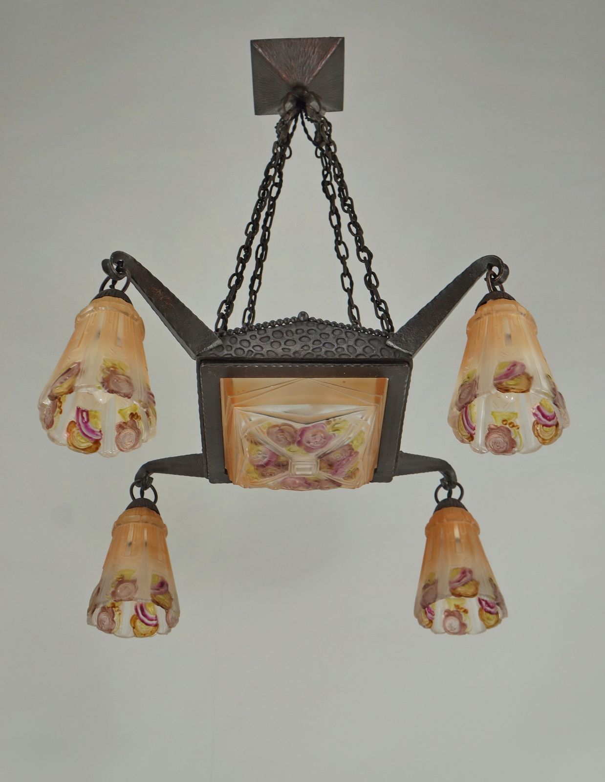 Franse art deco hanglamp uit 1925 door Marcel Vasseur & EJG