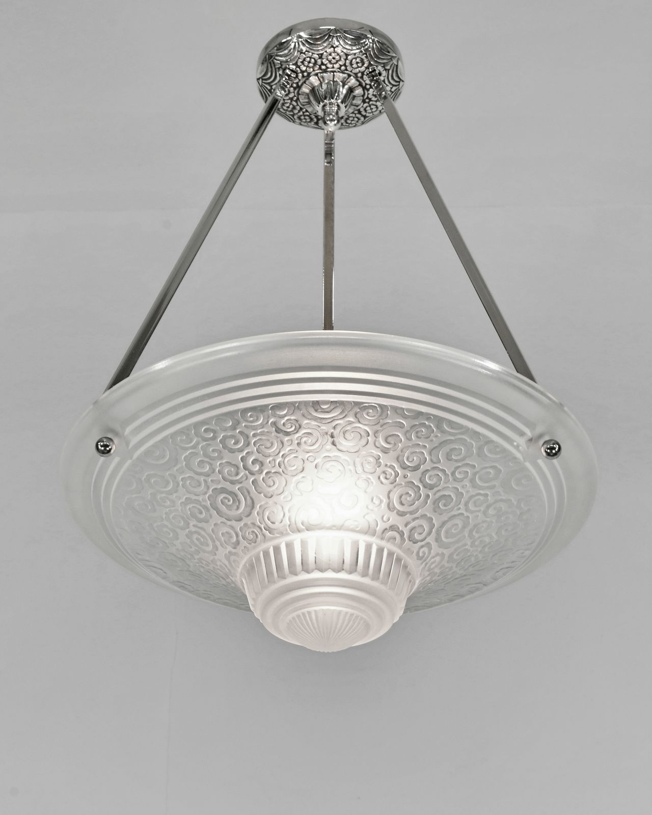 Franse art deco plafondlamp uit 1930 van Muller Frères - 3 beschikbaar