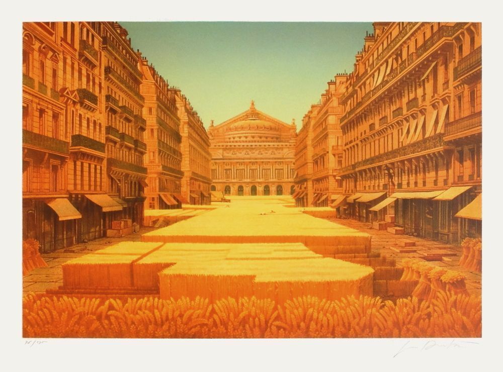 Michel Dubre Signed Lithograph Opéra Avenue Paris