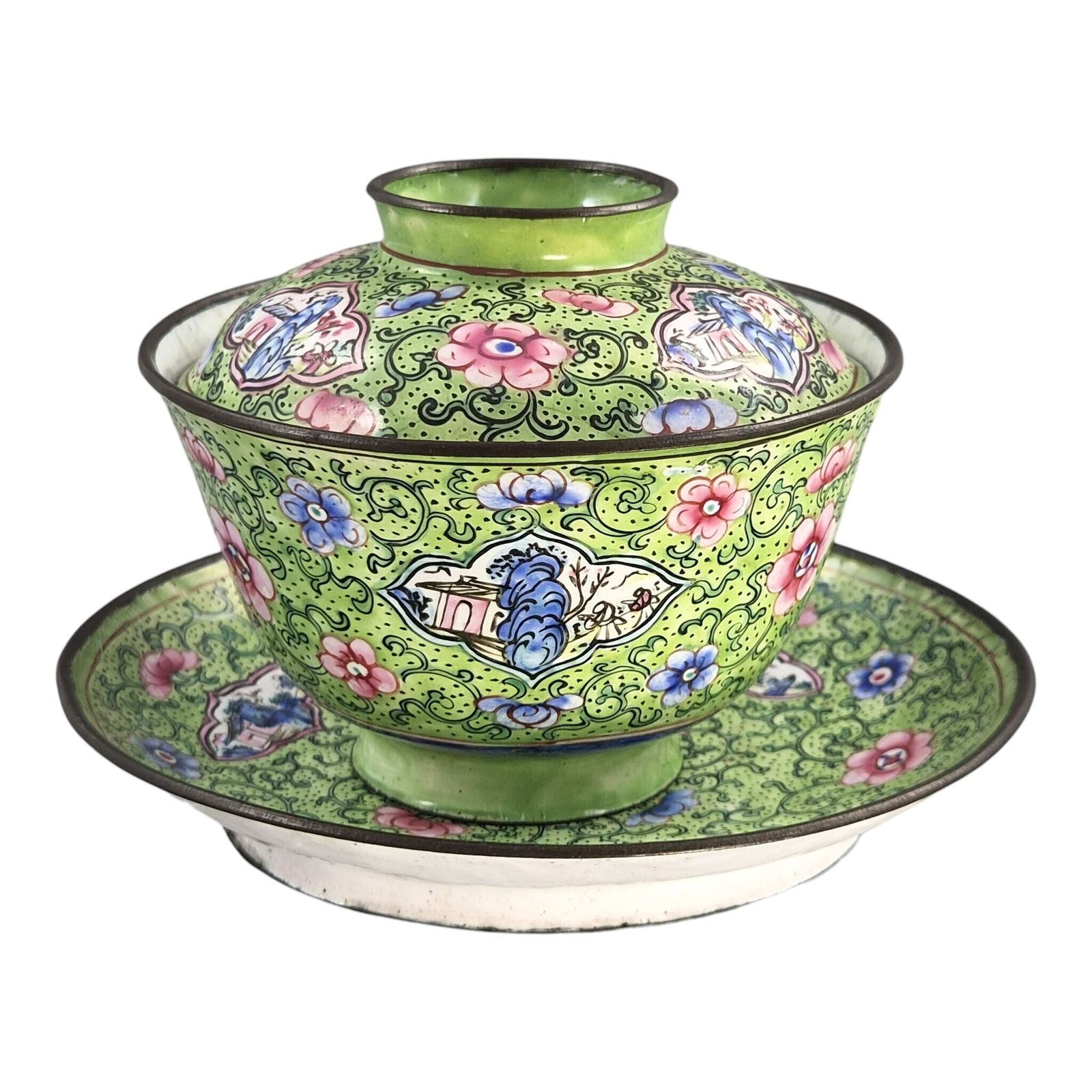 Chinese Qing Dynasty Canton Enamel Gaiwan Set, C. 1850–1860 photo furniture