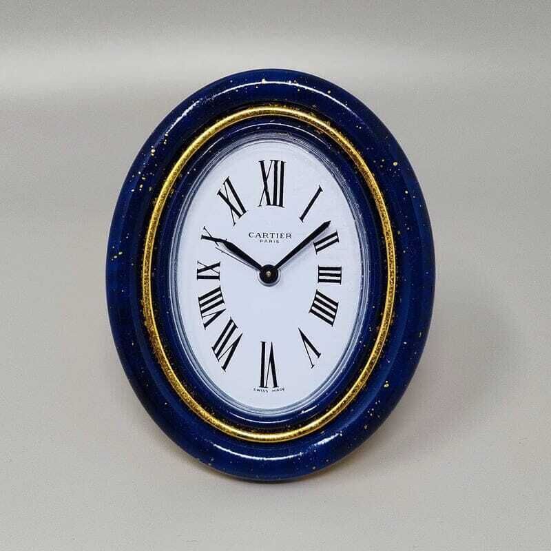 Pendulette réveil Cartier Lapis Lazuli, années 1980, fabriquée en Suisse photo furniture