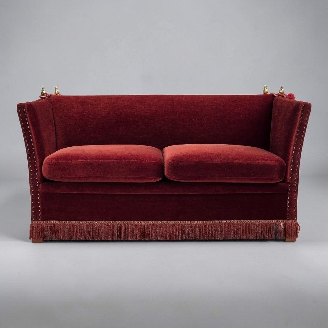 1970s, Danish 2 Seater Drop Arm "Spanish" Sofa, Furniture Velour.