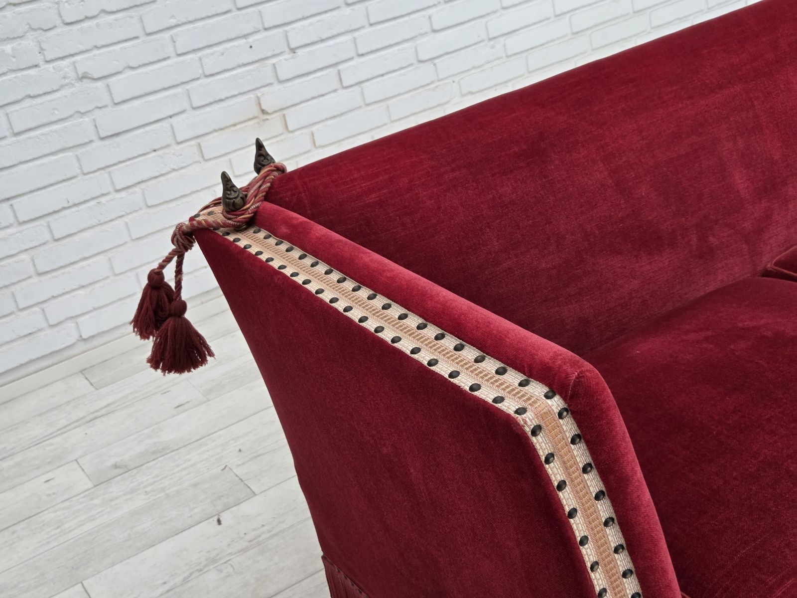1970s, Danish 2 Seater Drop Arm Sofa, Furniture Velour. photo 1770.0