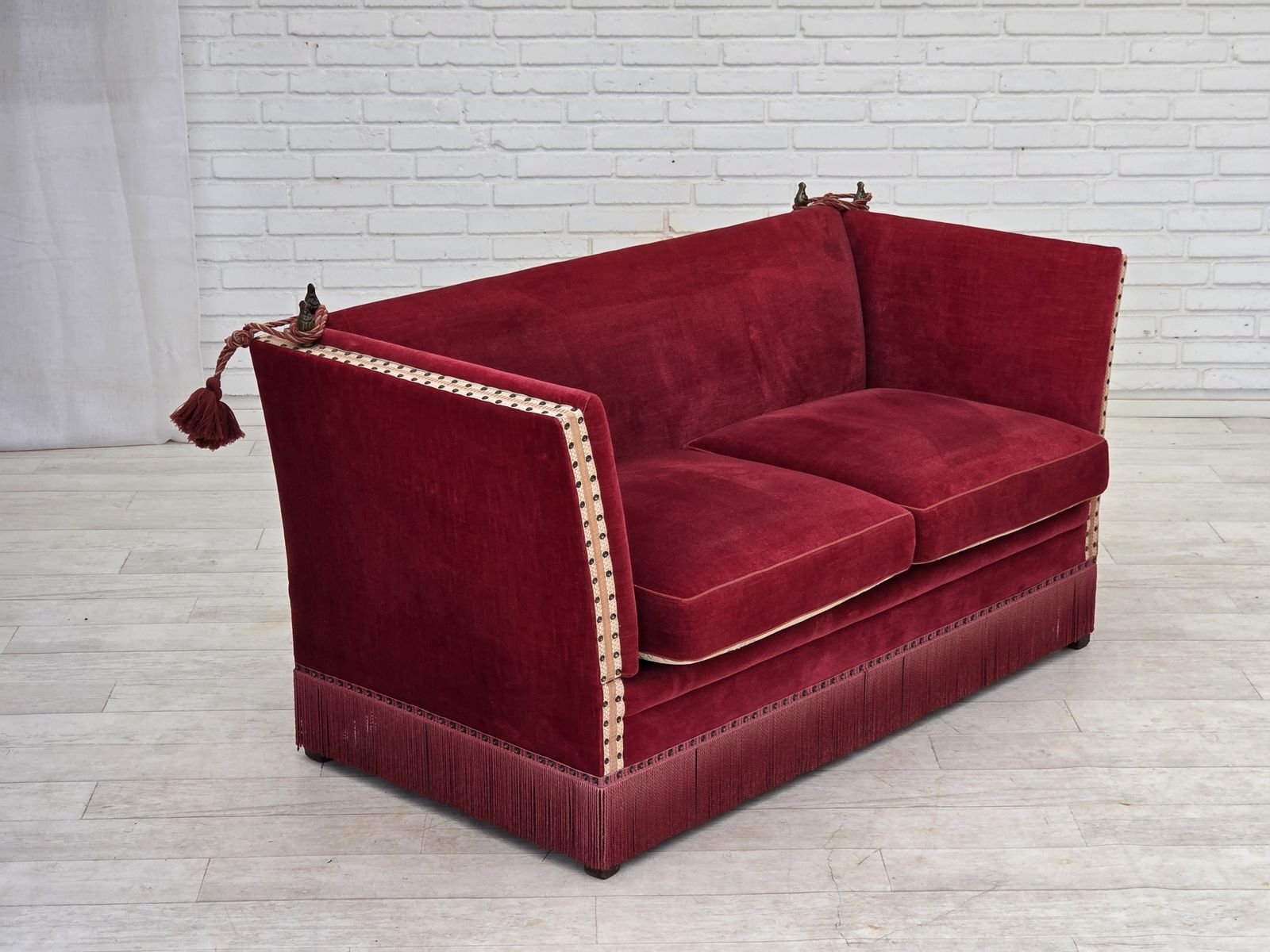 Furniture 1970s, Danish 2 Seater Drop Arm Sofa, Furniture Velour. photo