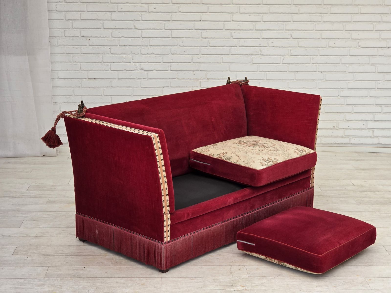 photo buy 1970s, Danish 2 Seater Drop Arm Sofa, Furniture Velour.