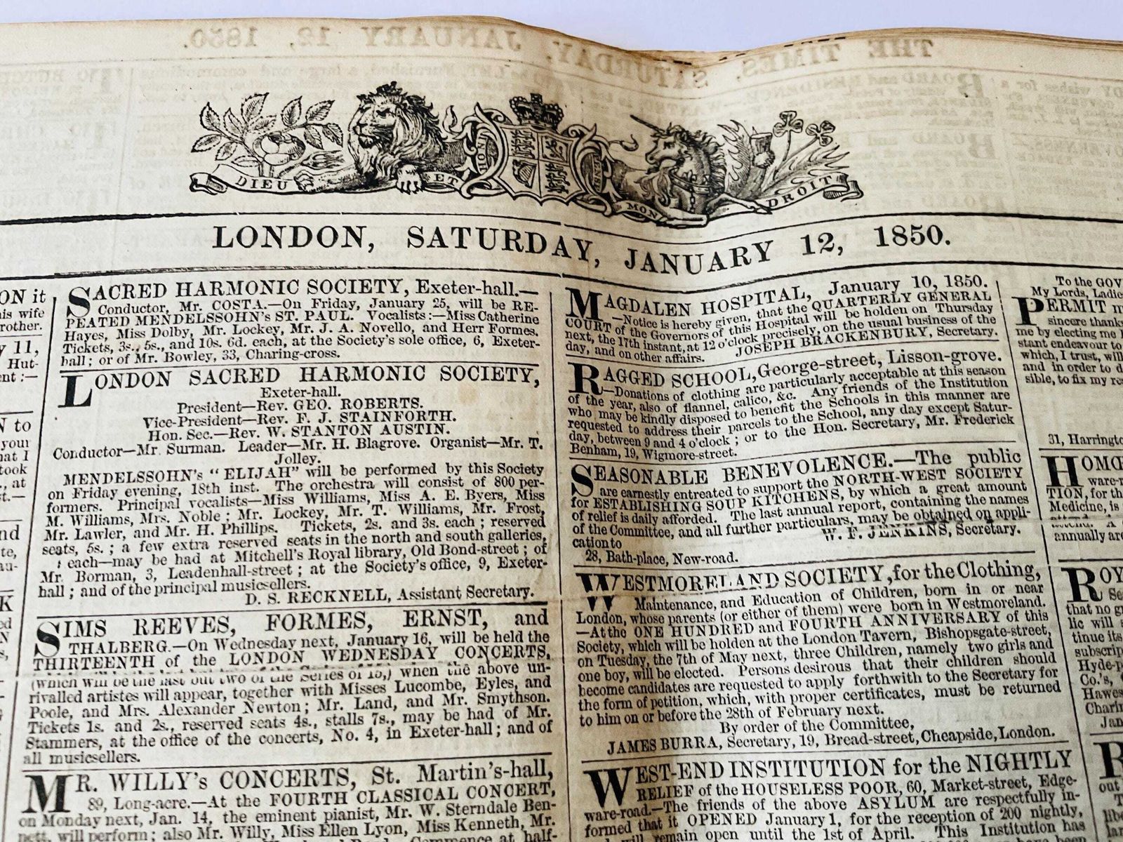Original 1850 Edition Sof 'The Times' Newspaper – Two Issue Bound Set With Complete Supplements photo furniture