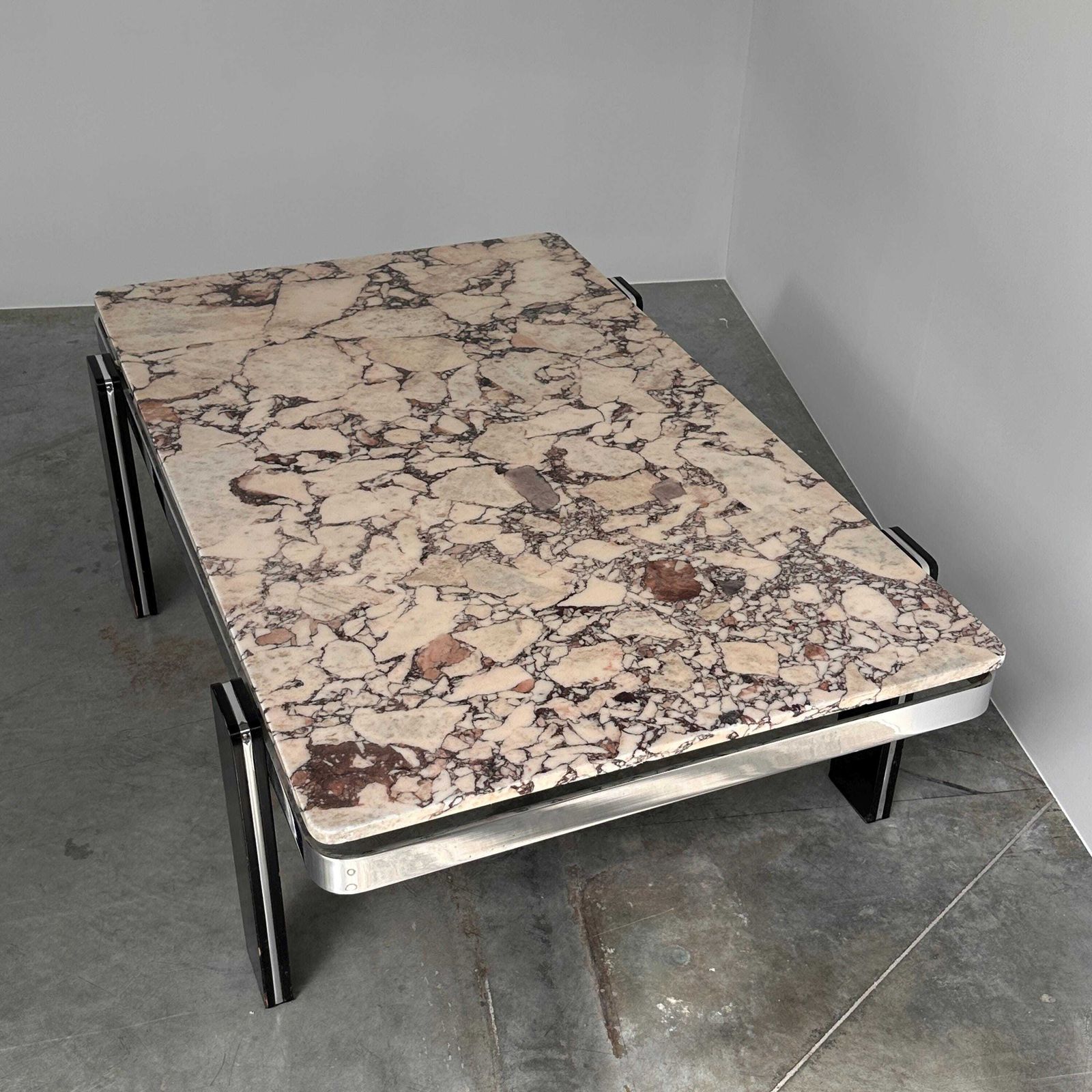 Violetta Calacatta Marble Coffee Table On Chrome Base, 1970s