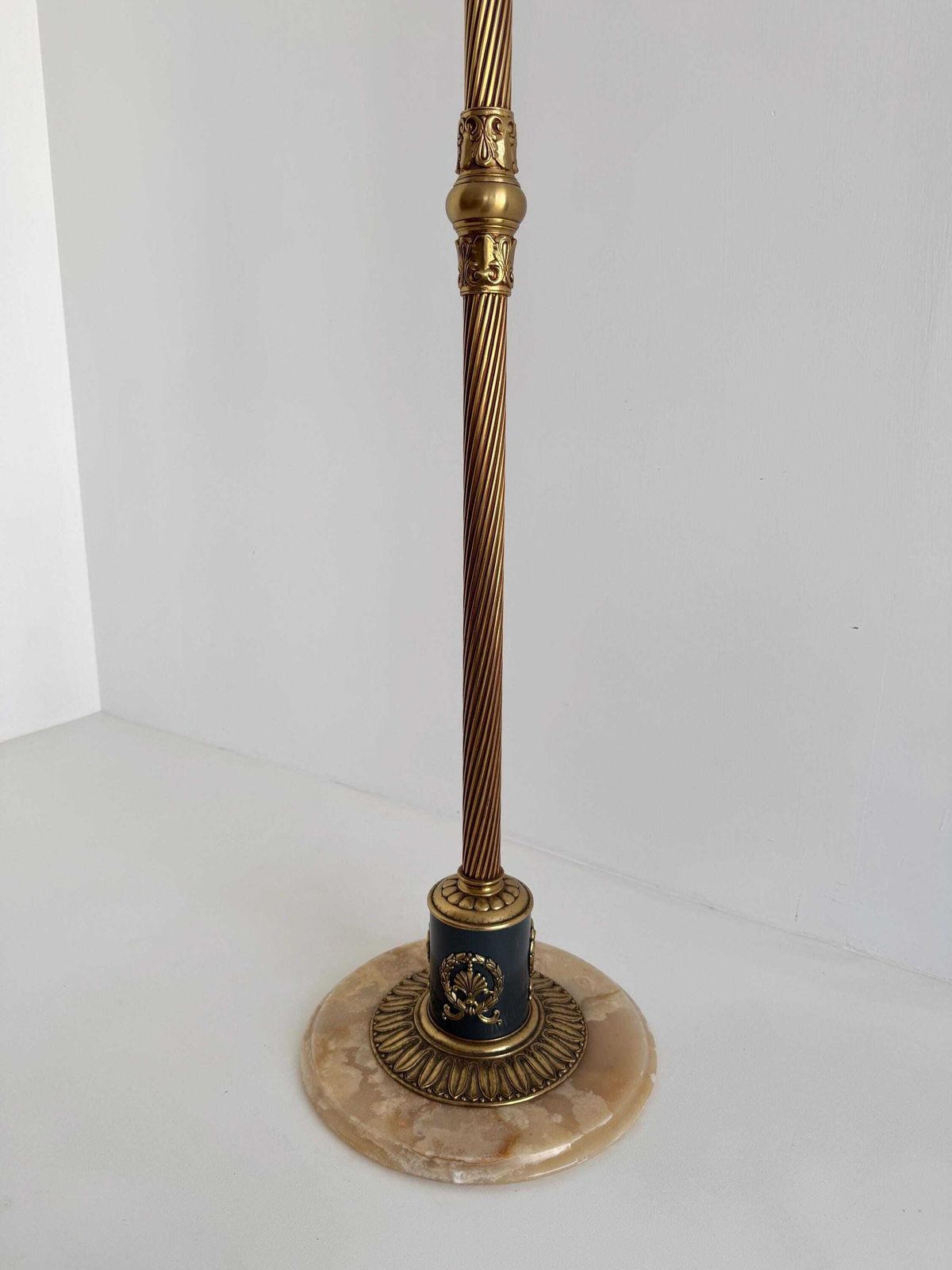Furniture Vintage Italian Brass Coat Rack With Marble Base, Twisted Pole Hall Tree, Rotating Crown photo