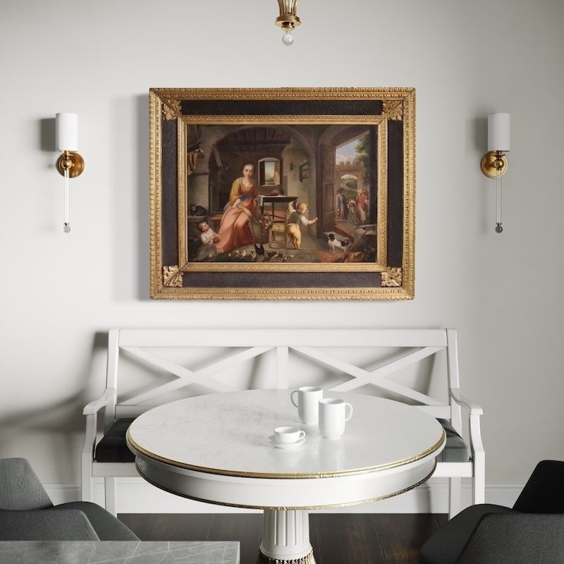 Peinture italienne, scène d'intérieur, XIXe siècle photo buy
