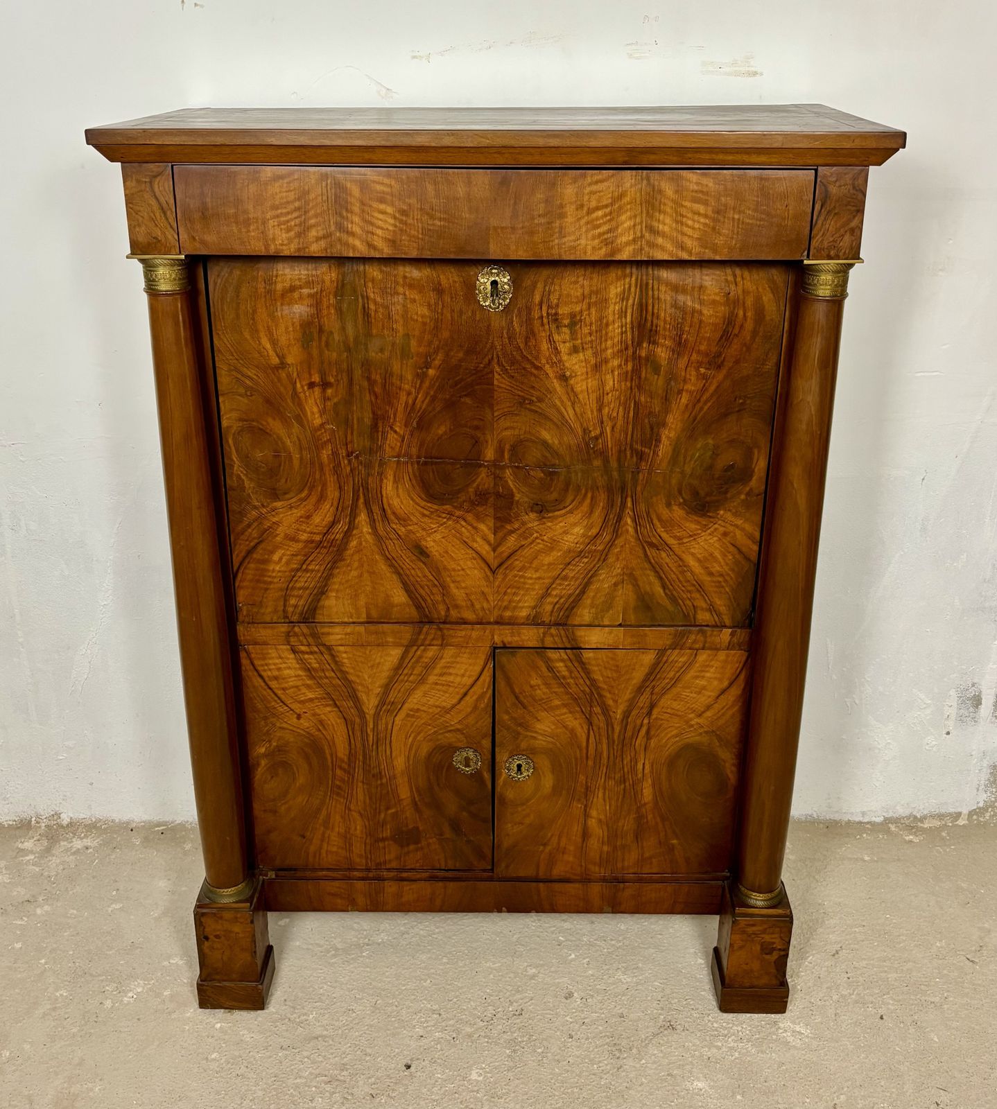 Grote Franse Empire secretaire abattant in walnoot, begin 20e eeuw photo 3620.0