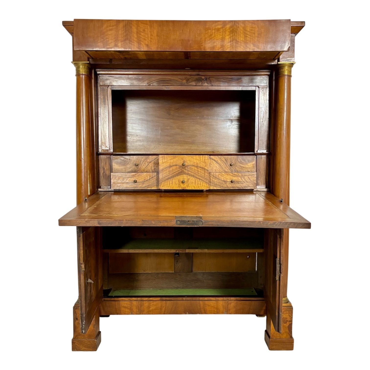 Grote Franse Empire secretaire abattant in walnoot, begin 20e eeuw
