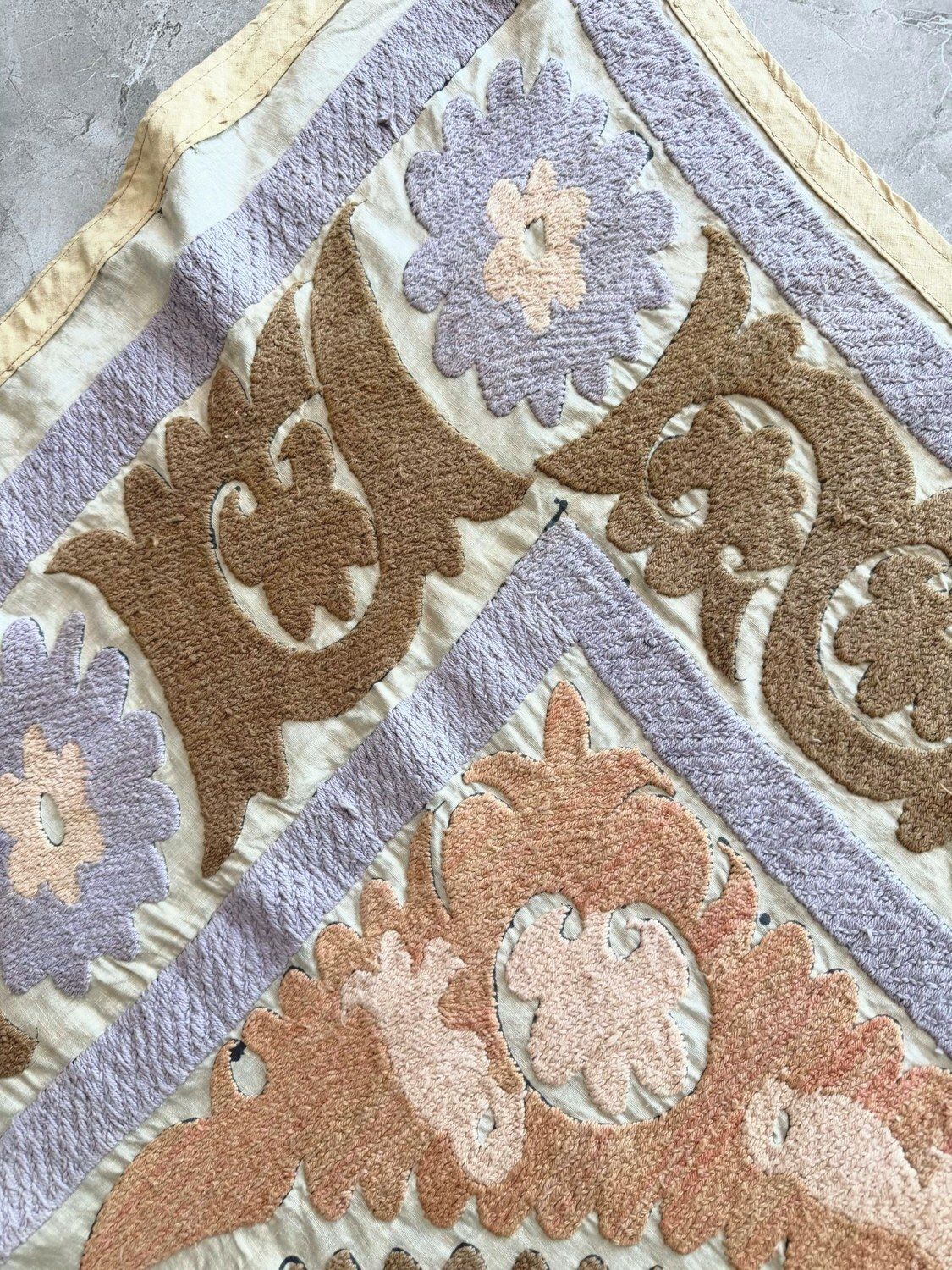 Asian Suzani Embroidered Wall Hanging, 4'135 X 152 Cm photo vintage