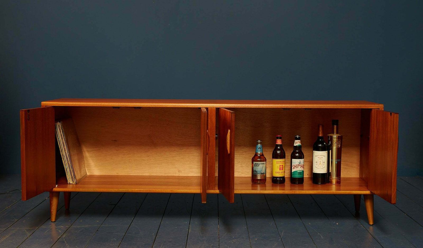 Mid Century Teak 1970s G Plan Sideboard Multimedia Unit On Tapered Wooden Feet photo for sale