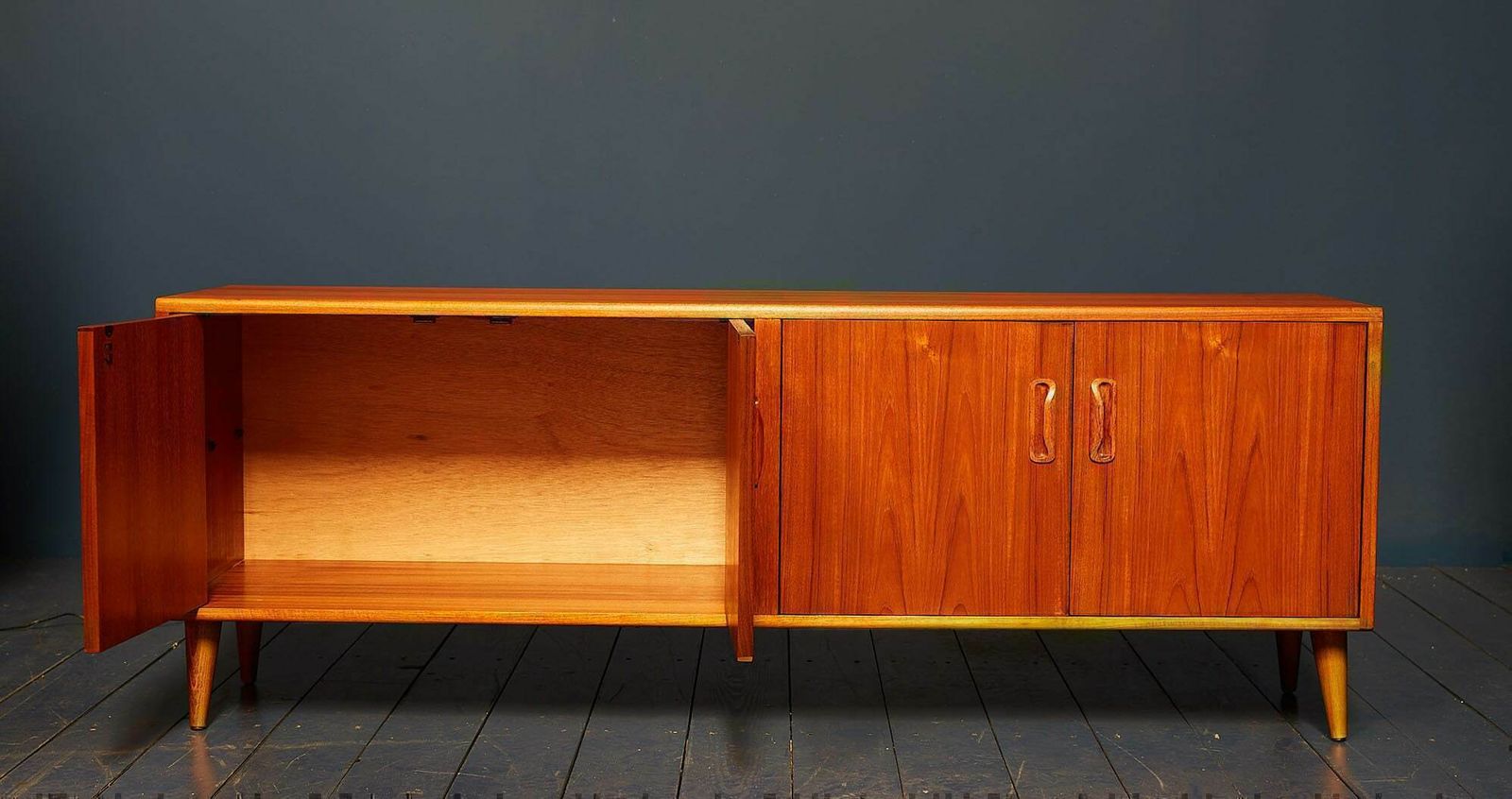 Mid Century Teak 1970s G Plan Sideboard Multimedia Unit On Tapered Wooden Feet photo Furniture