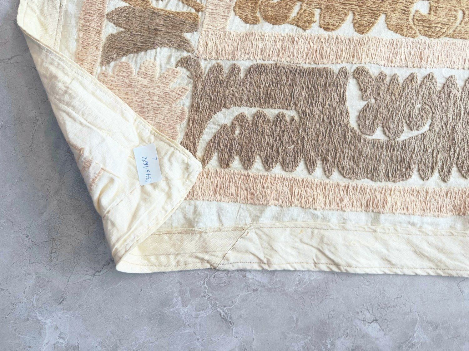 photo furniture Vintage Hand Embroidered Terracotta Suzani From Uzbek 138 X 168 Cm